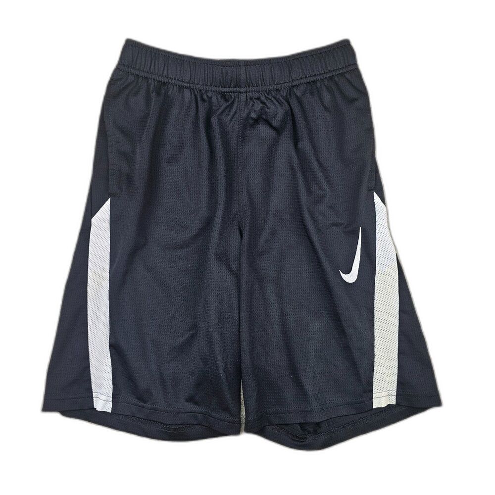 Nike Boys Youth Large Black Dri-FIT Mesh Basketball Training Shorts Side Pockets